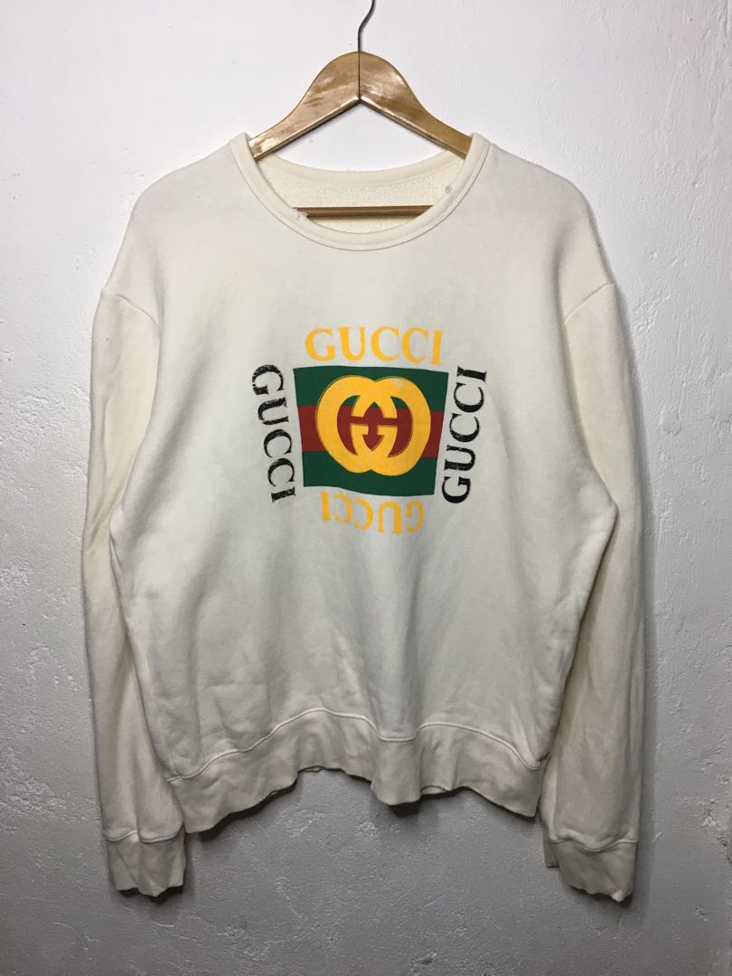 Vntg Ripped Gucci Crewneck Bootleg Men s Fashion Tops Sets