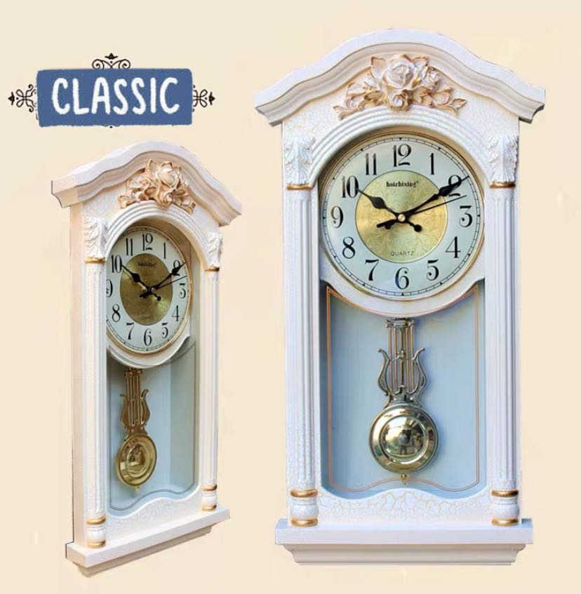 White grandfather clock Wall mount, Furniture & Home Living, Home Decor