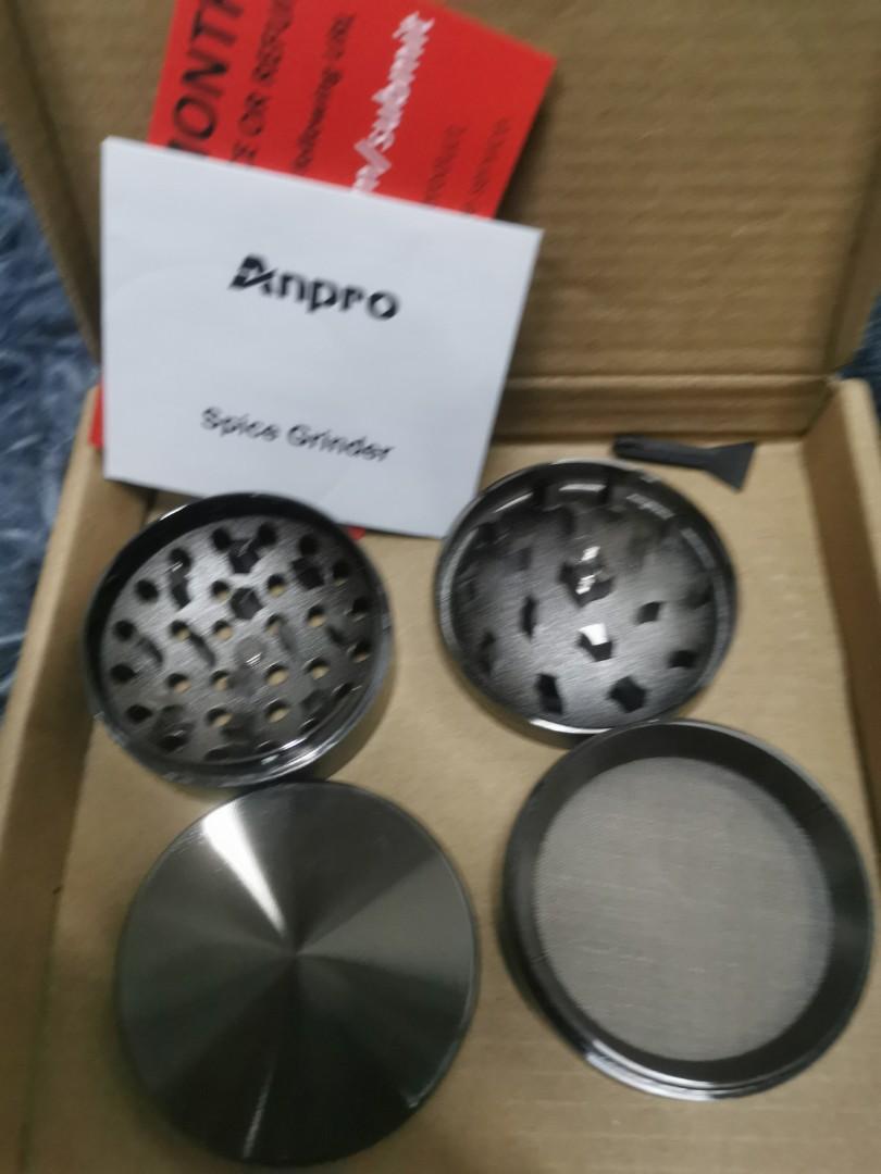 55mm 4 Pieces 2.15 Inches Anpro Premium Aluminum Grinder with Sifter and Magnetic Top for Dry Herb and Tobacco with Better Quality 