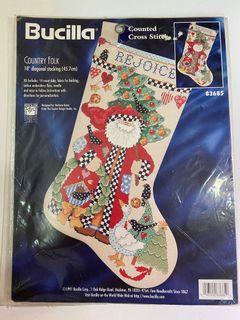 Bucilla Cross stitch kit - country folk christmas stocking