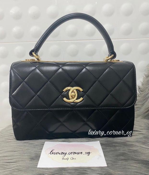 Chanel Small Quilted Trendy CC Clutch With Chain Black Lambskin Gold H –  Coco Approved Studio