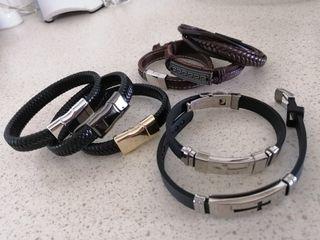 Cross/leather bracelets