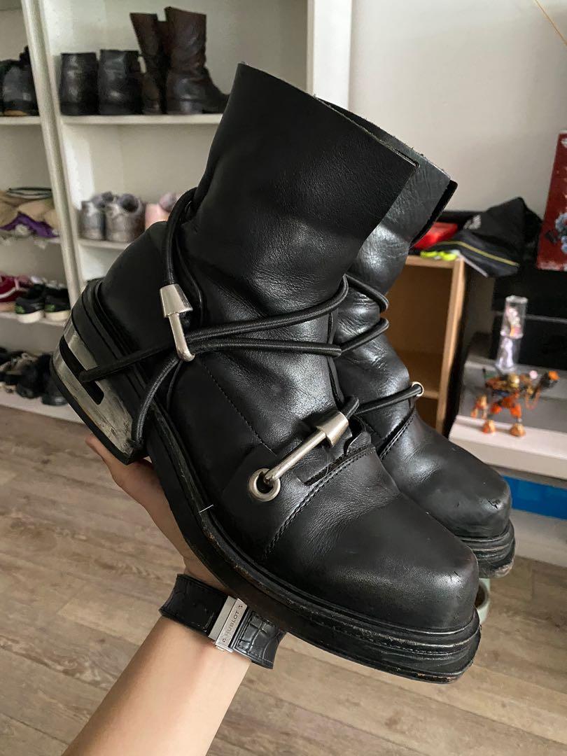 Door elegant Eik dirk bikkembergs boots 1996 metal heel black bungee cord, Men's Fashion,  Footwear, Boots on Carousell