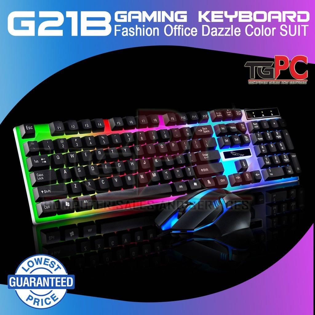 G21b Wired Usb Keyboard And Mouse Luminous Led Lights Computers Tech Parts Accessories Computer Keyboard On Carousell