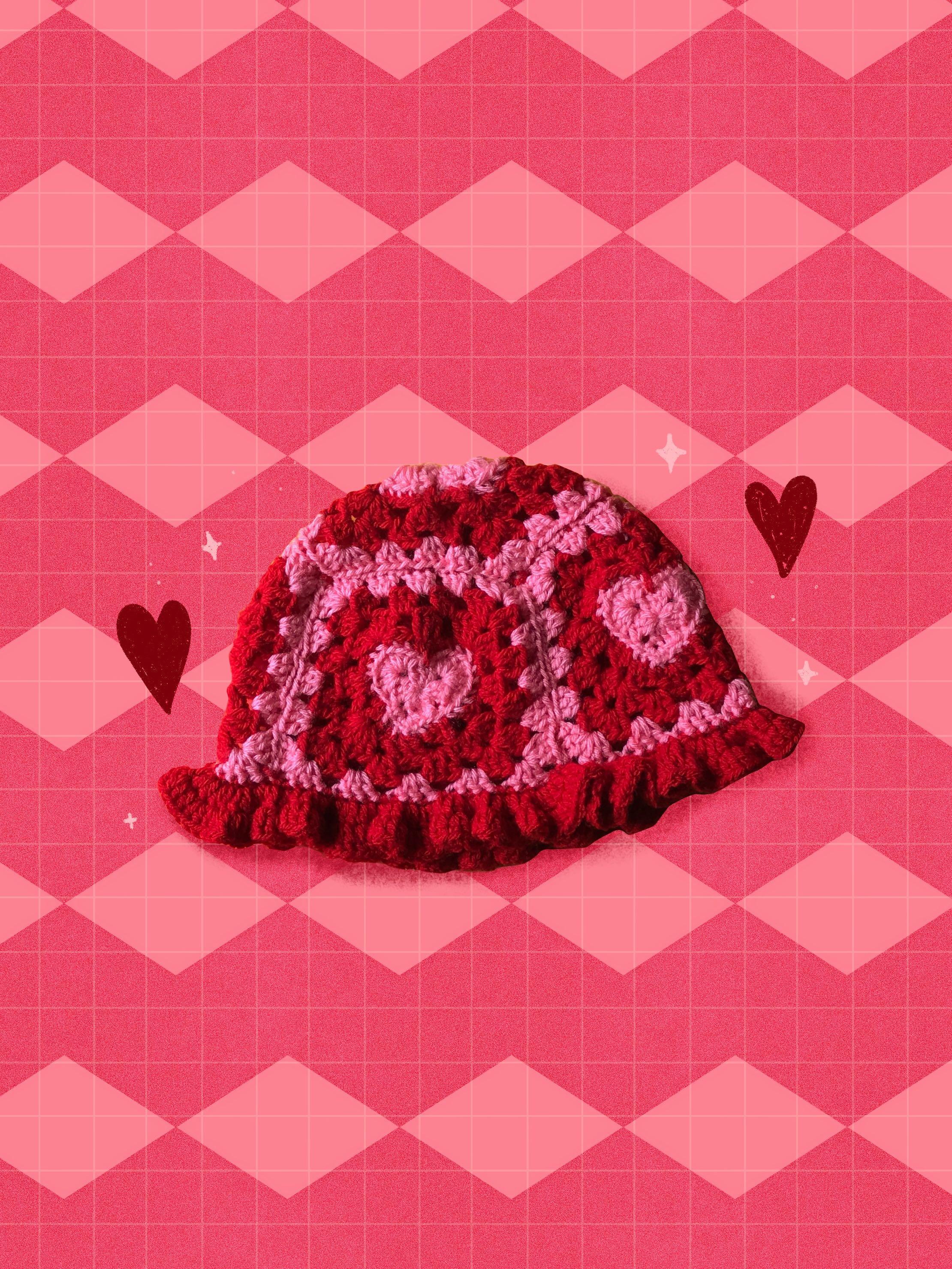 Crochet Heart Bucket Hat 