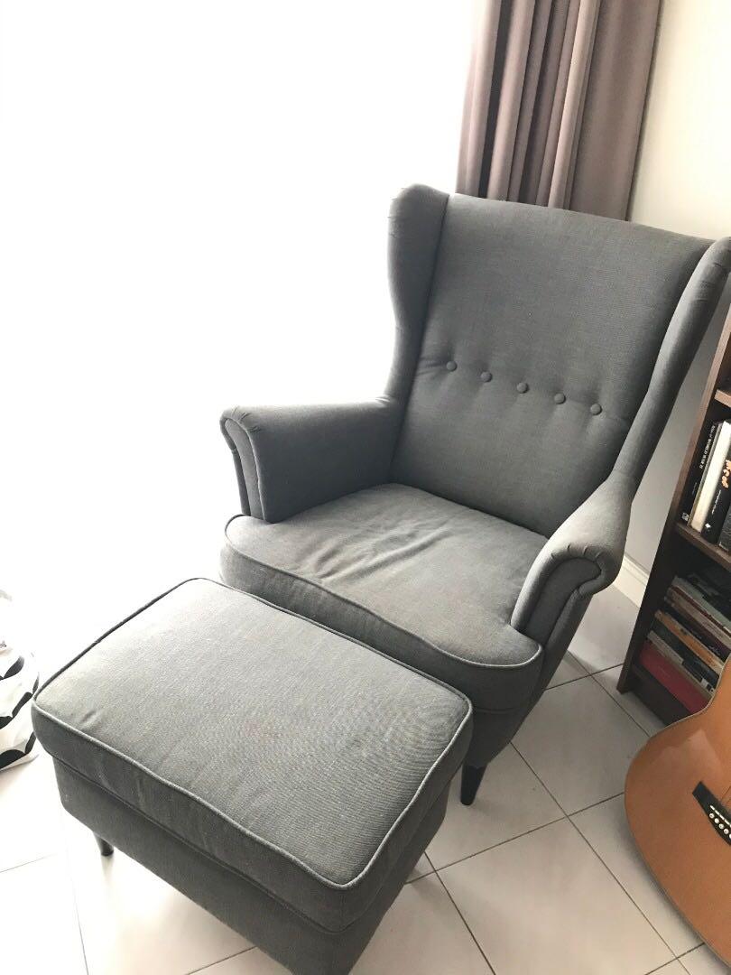Ikea Chair and Leg Rest (Strandmon), Furniture & Home Living, Furniture