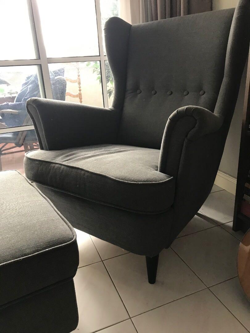 Ikea Chair and Leg Rest (Strandmon), Furniture & Home Living, Furniture