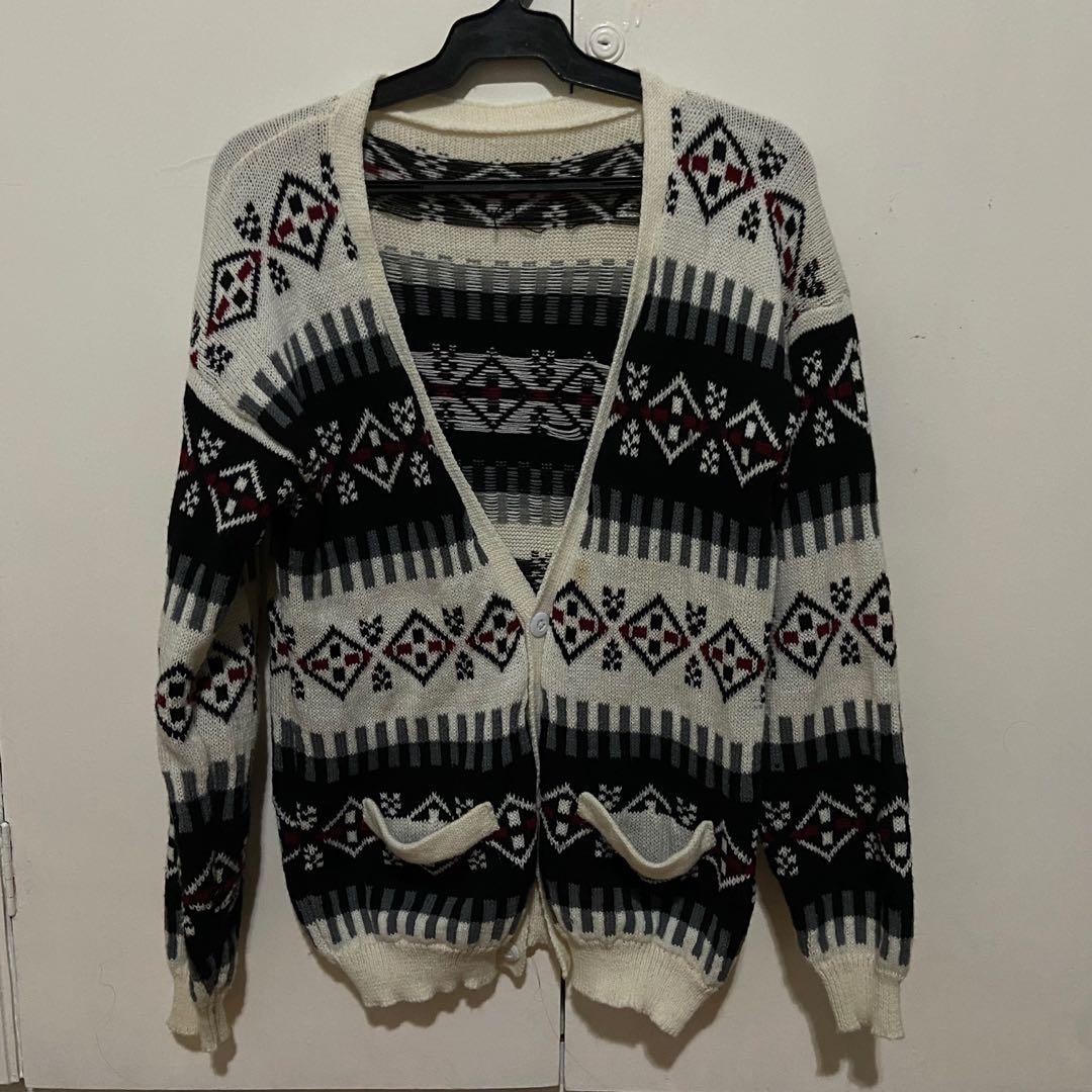 Knitted Cardigan (Category: Coats, Jackets and Outerwear) located in San Juan City. Submitted by bjonka (Listing ID 1053449172, Image 1). Description: *bought in Baguio! Size: m-semi L Condition: used; small stain near the buttonhole (see photo) *2 DAYS RESERVATION ONLY!.