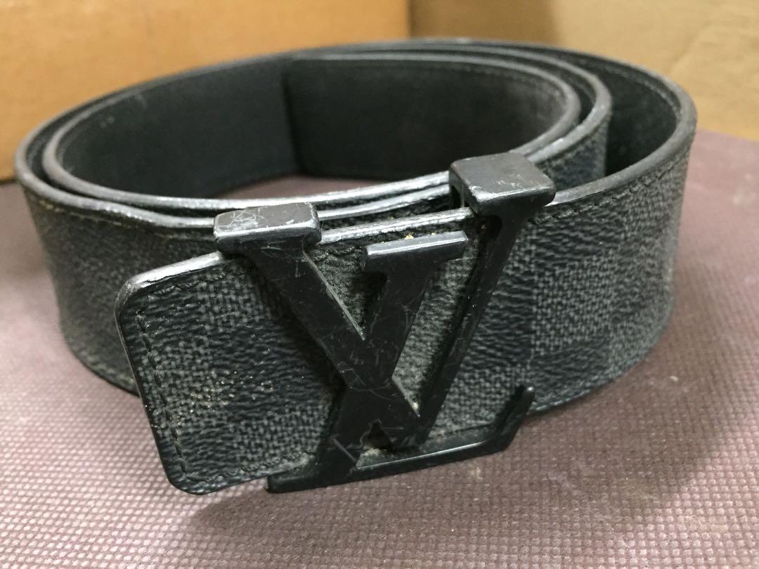 LOUIS VUITTON Size 34 Taupe Textured Leather Belt