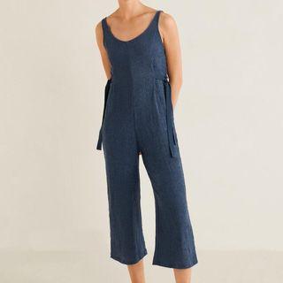 Mango navy textured jumpsuit