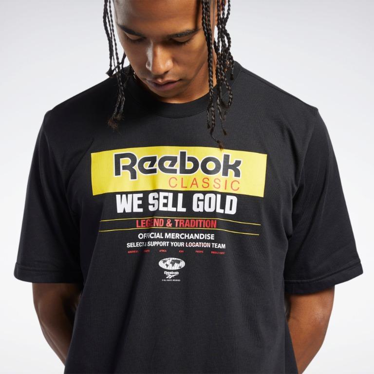 Reebok classic t shirts mens gold Clearance