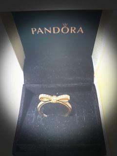 Original Pandora 14k gold Sparkling Bow ring size 48