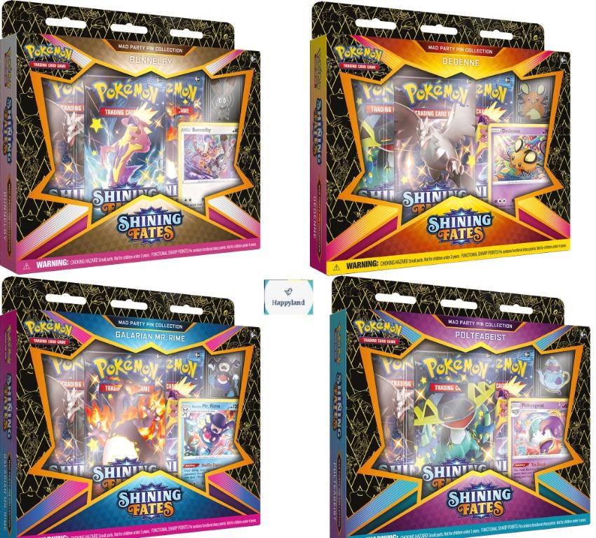 12 Packs POKEMON SHINING FATES x4 MAD PARTY PIN COLLCTION
