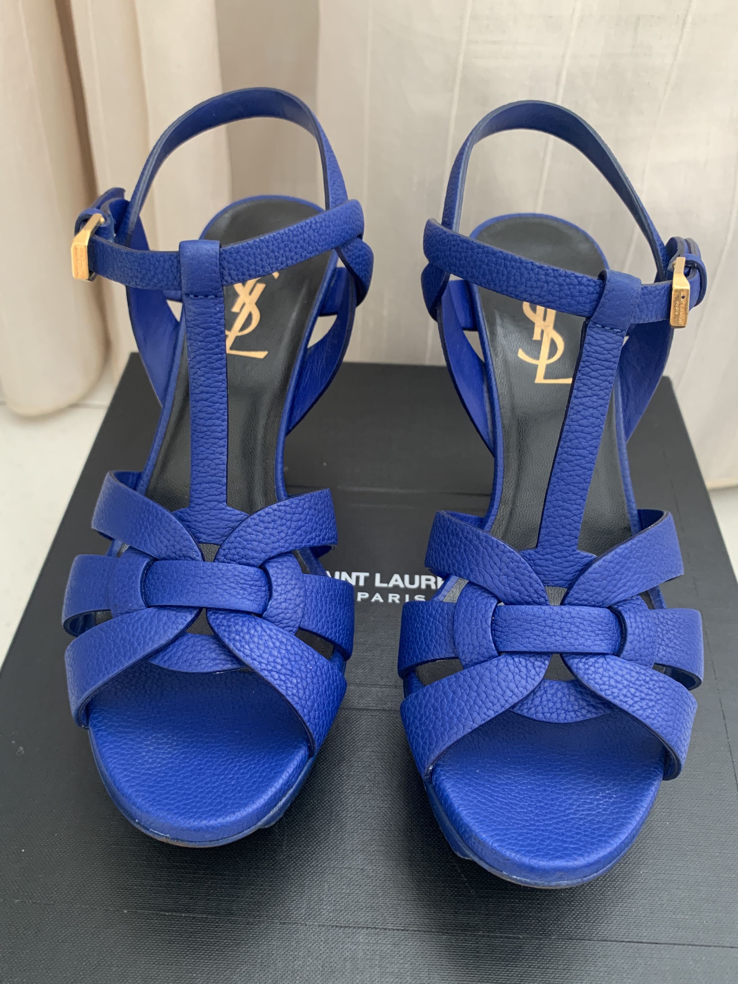 Size 36 YSL saint laurent blue Tribute 7.5cm heel Women s