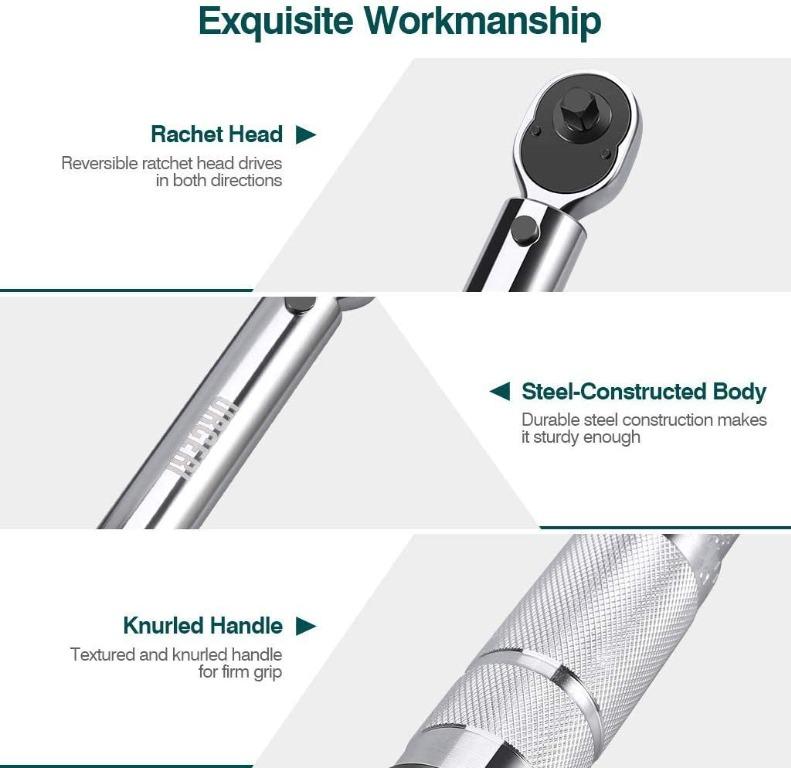 Torque Wrench 1/4 inch Drive URCERI Dual Direction Click Torque Wrench