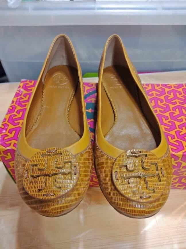 mustard flat shoes
