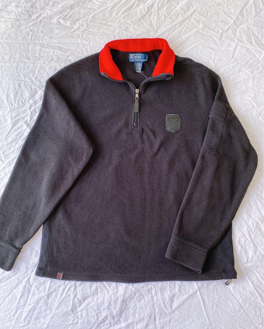 vintage thick cotton ralph lauren polo zip up pullover