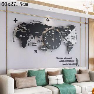 World Map Wood Creative Wall Clock