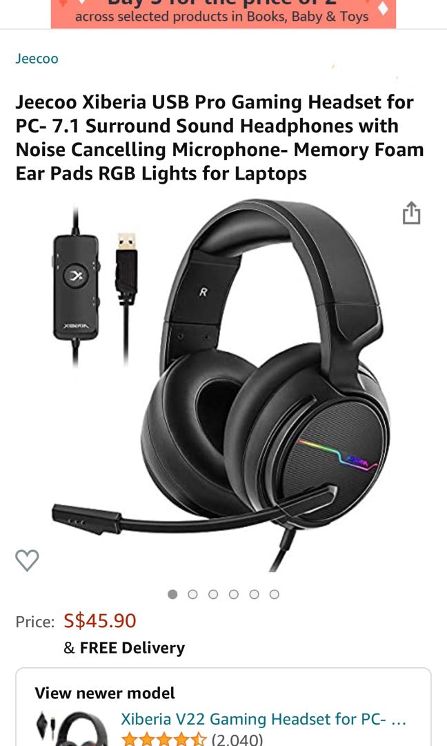 Xiberia Stereo Gaming Headset for PS4 Xbox One S Noise Cancelling Over Ear Headphones with Microphone LED Light Soft Earmuffs Bass Surround Compatible with Xbox One PC Laptop Switch Games