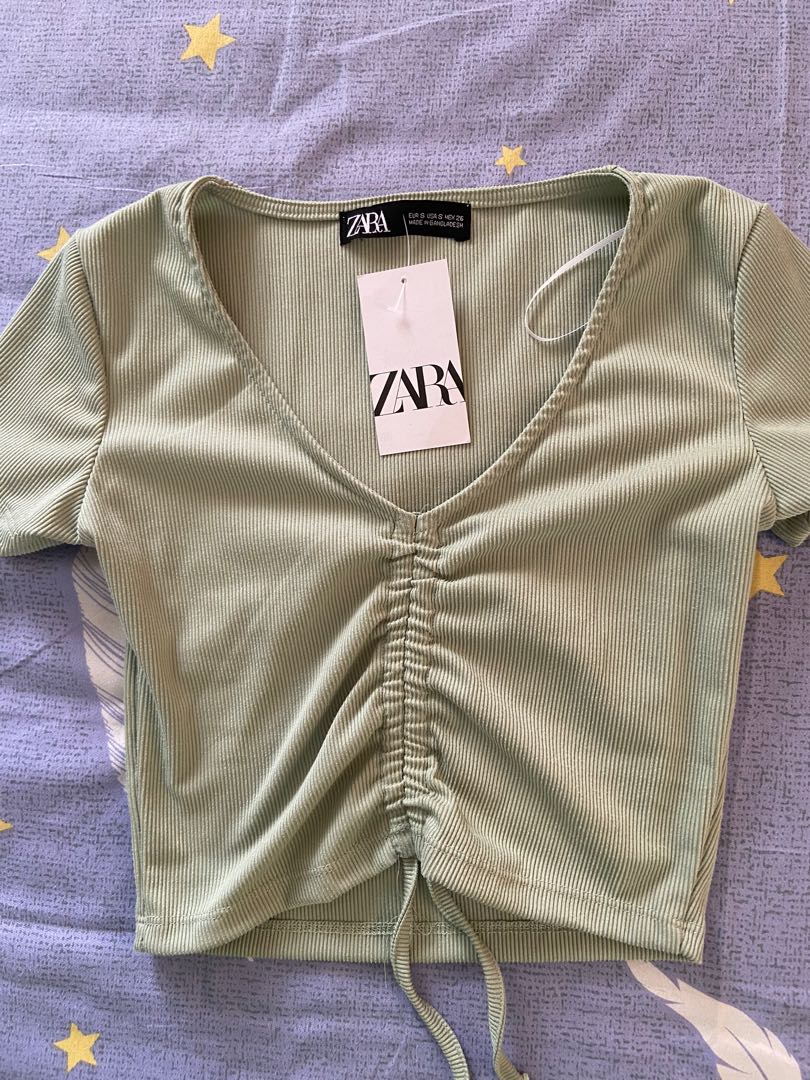 zara green ruched top