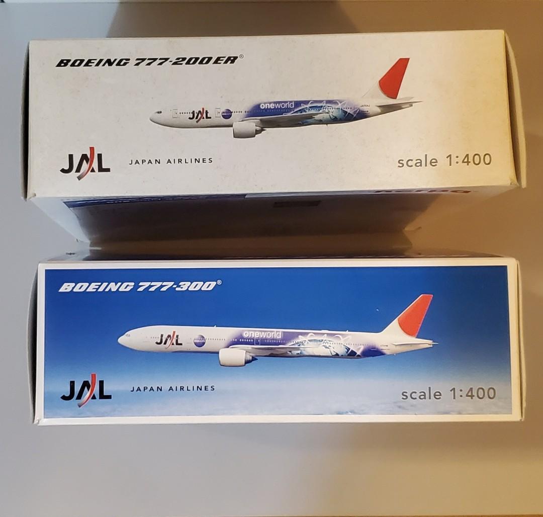 日本航空JAL官方版1:400雙機組One World彩繪塗裝B777-200ER及B777-300 