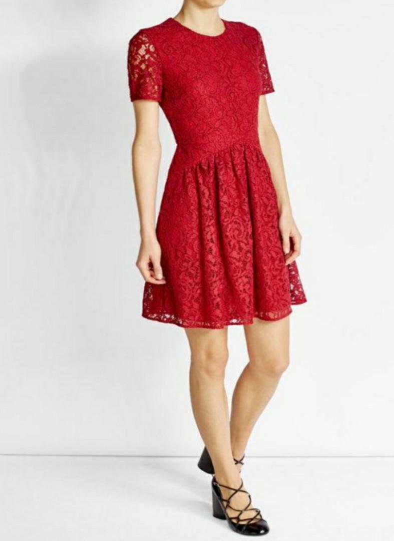 BURBERRY Christy Lace Dress in Red, Women's Fashion, Dresses & Sets,  Dresses on Carousell