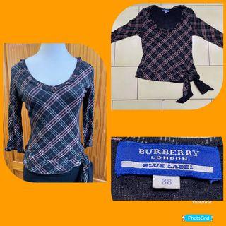 好物小鋪-Burberry London Blue Label藍標經典格紋毛料v領上衣-38號