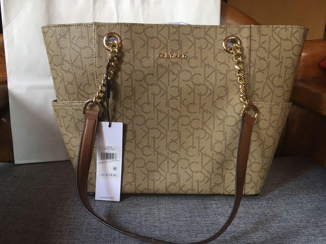 Calvin klein monogram chainlink tote bag cheap