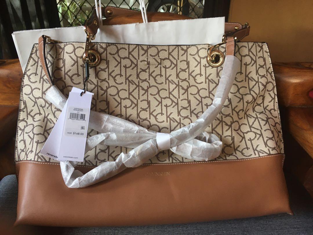 Calvin klein signature reversible tote with pouch sale
