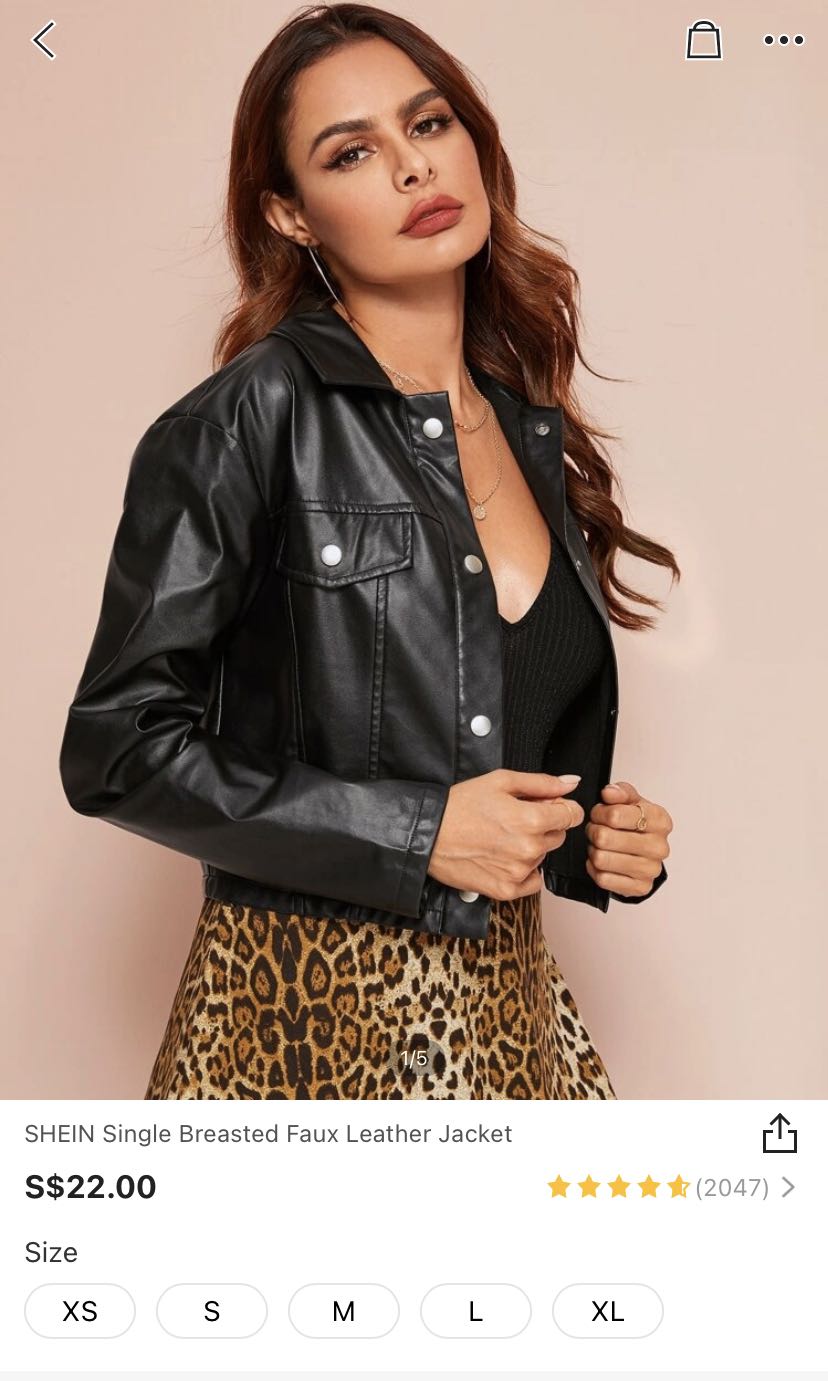 Faux leather jacket, Women's Fashion 