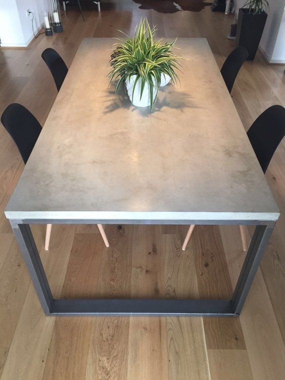 Industrial concrete dining table, Furniture & Home Living, Furniture