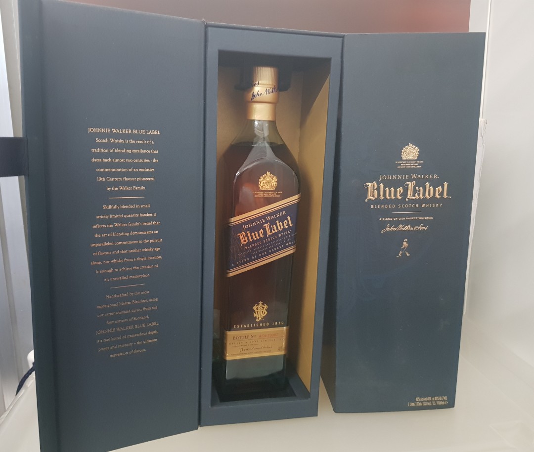 Johnnie Walker Blue Label 1L with box, Food & Drinks ...