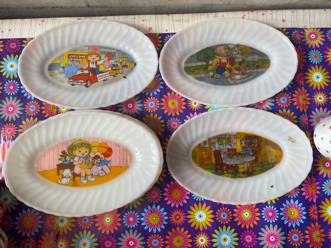 Jollibee Vintage Plates 8pcs set, Furniture & Home Living, Kitchenware ...