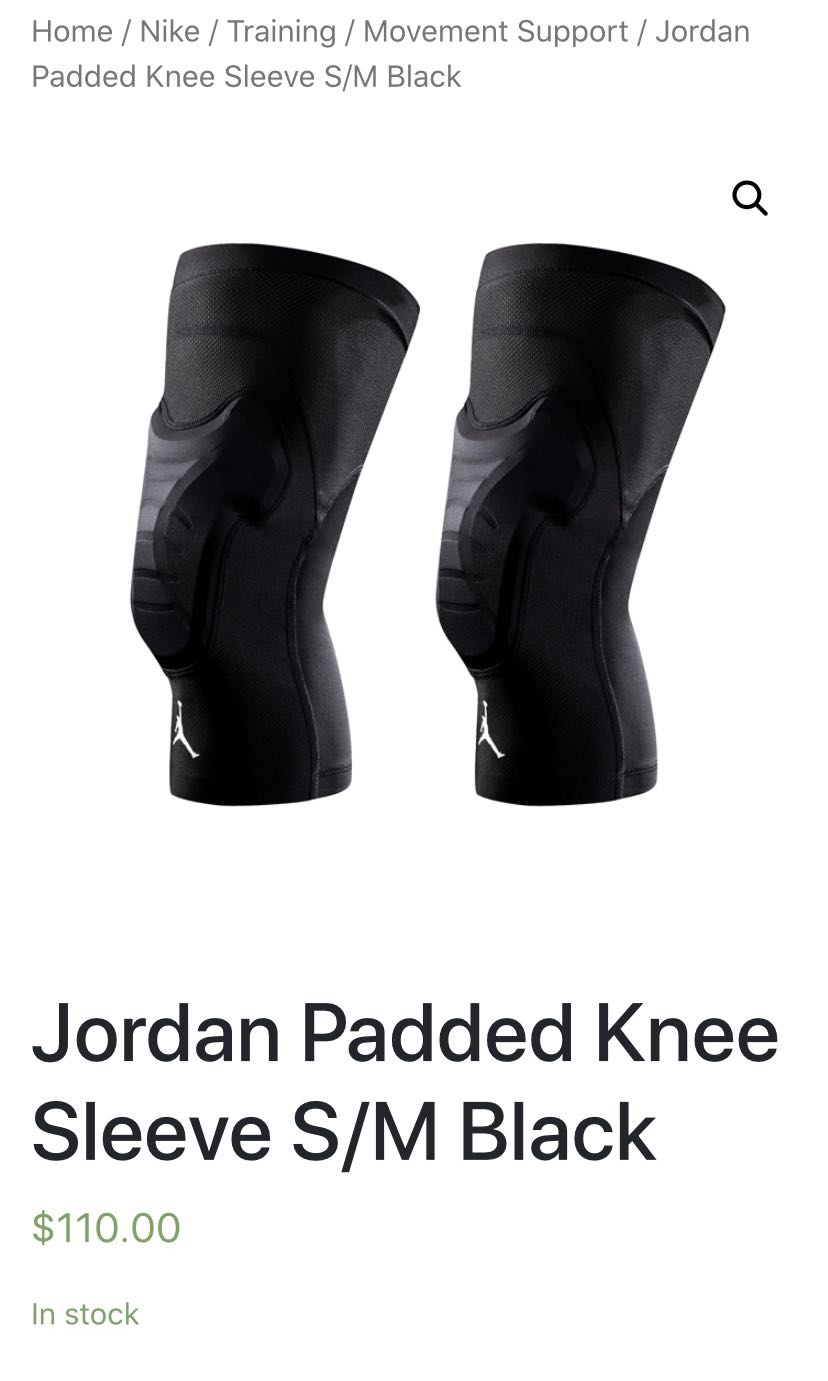 Jordan Padded Knee Sleeve S/M Black, Men's Fashion, Activewear on