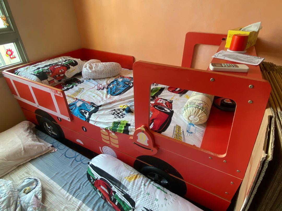 Kids Haven Fire Truck Bed With Pullout Furniture Beds Mattresses On Carousell