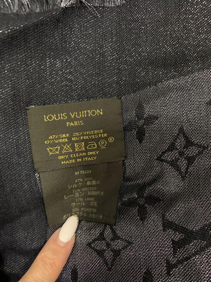 LOUIS VUITTON shawl M75123 Monogram Shine silk/wool gray Women