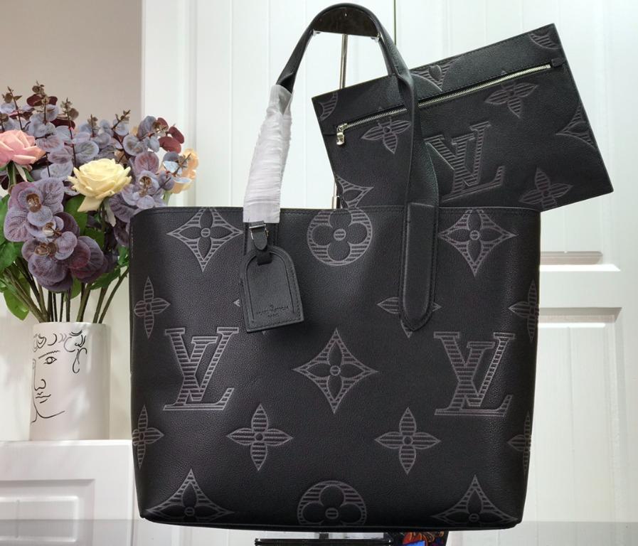 Louis Vuitton Black Taurillon Leather Cabas Voyage Tote Bag