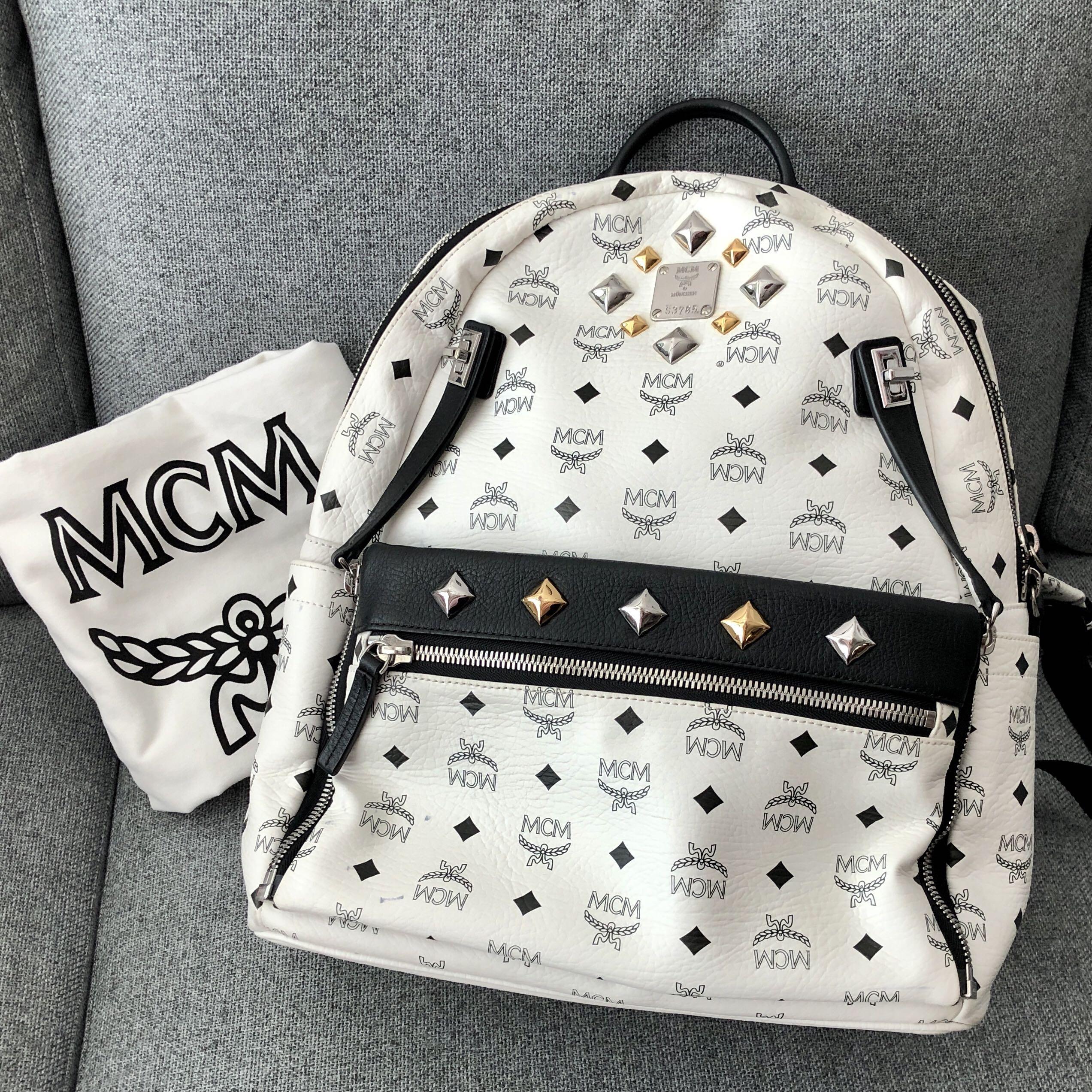 Mcm backpack new arrivals white medium