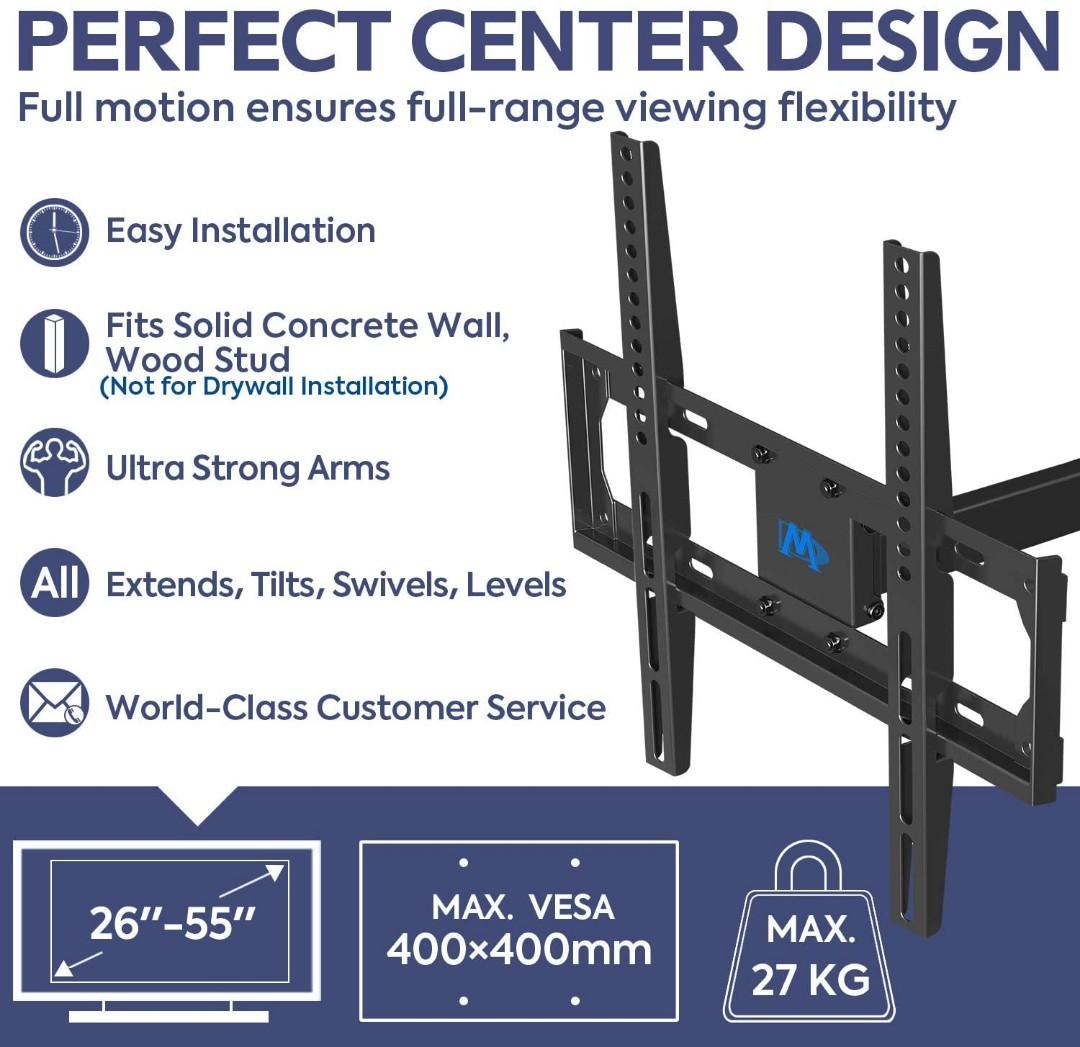 Full Motion TV Mount for 26-55 Flat or Curved Screen TVs MD2377 –  MountingDream