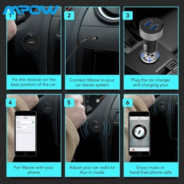 MPOW Bluetooth AUX Car Adapter, Audio, Headphones & Headsets on Carousell