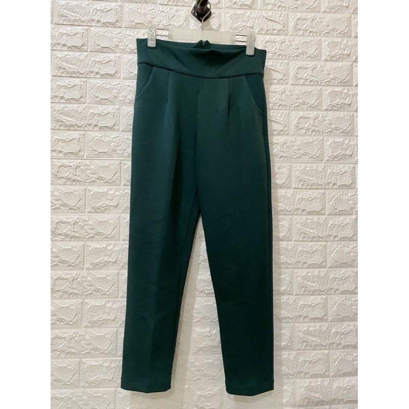 Nett Green Emerald Long Pant Hijau Ijo Botol Celana Panjang Bahan Kain Office Look Kerja Santai Jalan Set Kantor Kuliah Formal Semi Non Acara Fesyen Wanita Pakaian Wanita Bawahan Di Carousell