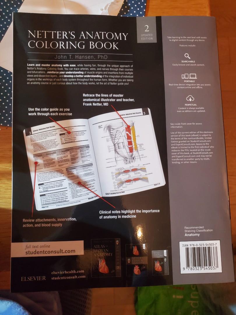 Netter's Anatomy Coloring Book (2 updated edition), 教科書 Carousell