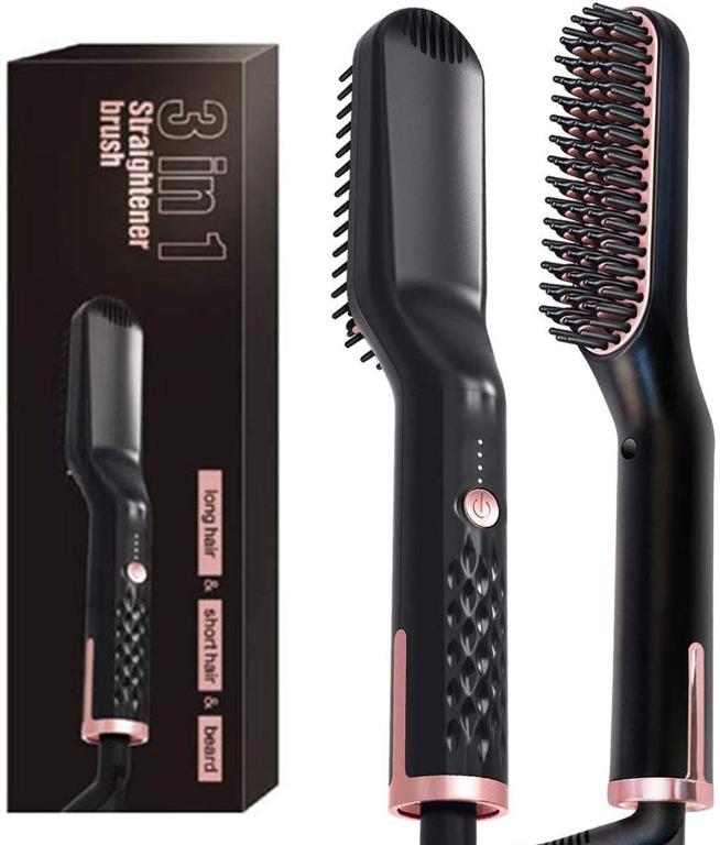 OKBONN Beard Straightener Brush Electric Hair Straightener Comb for Men Women Heated Beard Hair Brush Quick Classy Styling Hot Tools Curly Hair Flat