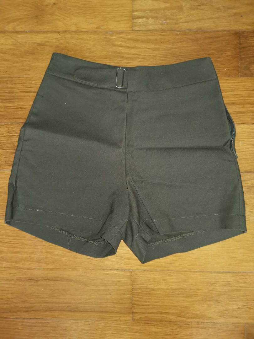Olive green high waisted shorts clearance