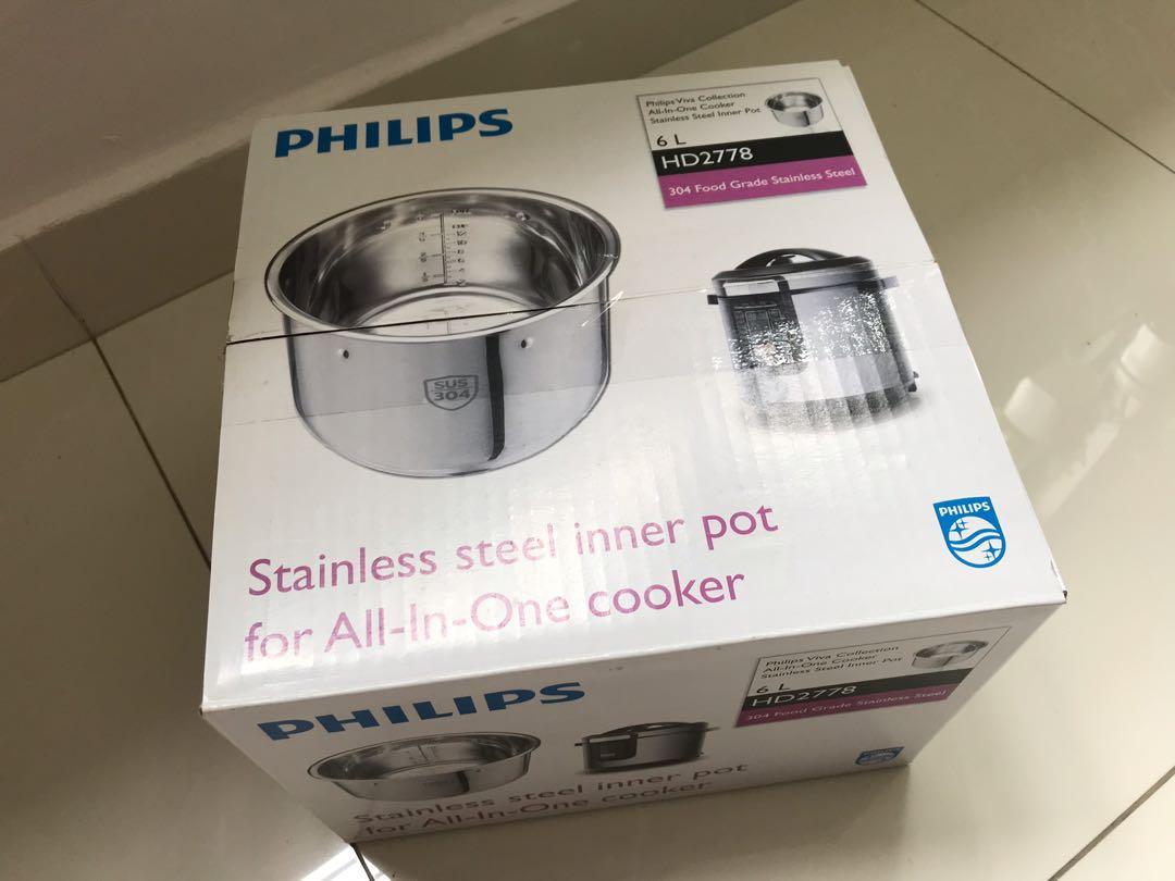 Philips Viva Collection Stainless Steel Inner Pot HD2778 for All In One cooker 6L TV Home Appliances Kitchen Appliances Cookers on Carousell