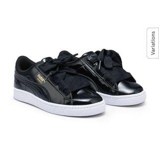 Black leather puma trainers Clearance