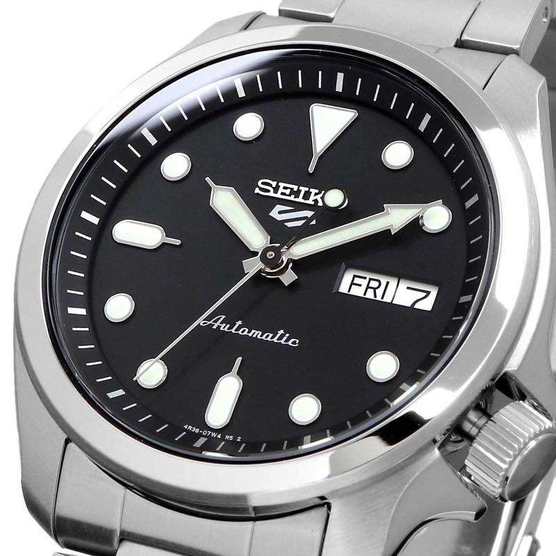 SEIKO 5 Sports SRPE55K1 24 Jewel Automatic 40mm Black Dial Stainless Steel  Watch, 男裝, 手錶及配件, 手錶- Carousell