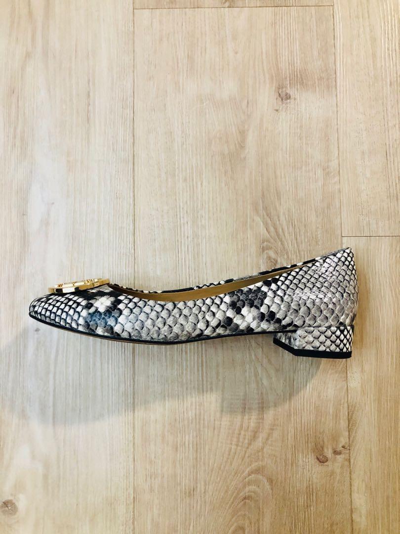 Tory Burch Benton 25mm Ballet Stamped Snake Printed Leather