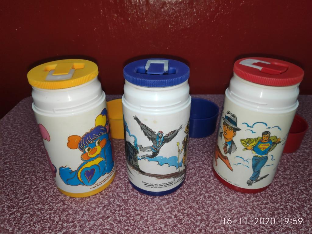 Water Jug from 80s - Superman (Category: Pitchers & Dispensers) located in Rizal. Submitted by johnalvin (Listing ID 1059500848, Image 1). Description: Water Jug from the 1980s Original Aladdin Brand, dated 1984. Made in Brazil. 3 Jugs available. sold individually He-Man (Sold) Superman 3 the Movie = 1,000 pesos Popples (Sold) Ships with Carton Box and bubble wrap..