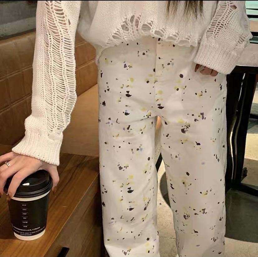 White paint clearance splatter jeans